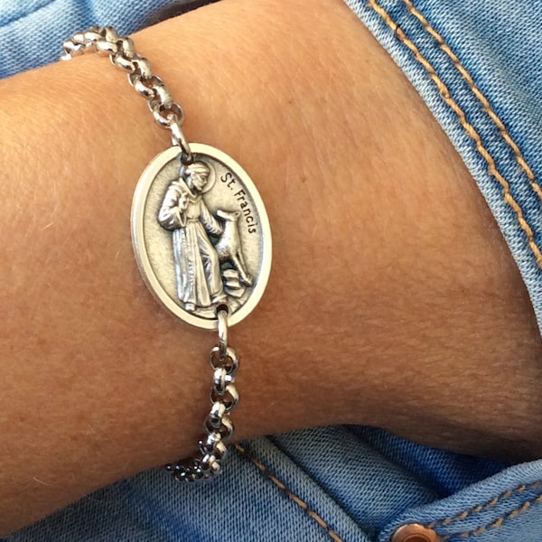 St Francis Bracelet - Catholic Charm Bracelet - Patron Saint of Animals - Pet Owner Gift - Religious Chain Bracelet - St Francis of Assisi