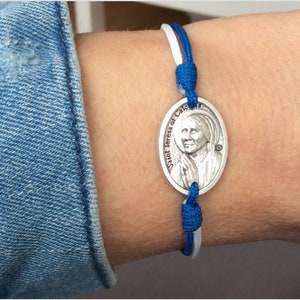 Saint Mother Teresa of Calcutta bracelet,  Catholic faith cord bracelets with sliding knot | Catholic gifts