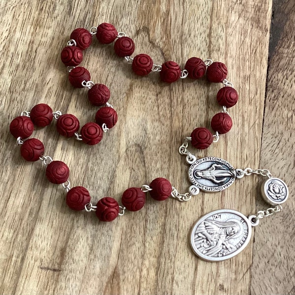 St Therese Chaplet, Prayer Beads, St Therese medal, Rosary Chaplet, Florist Saint, St Therese Little Flower