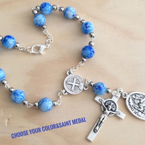 Auto Rosary, Car Rosary, Decade Rosary, Rear View Mirror Hanger, Car accesories, Mini Rosary, Travel Protection, St Christopher