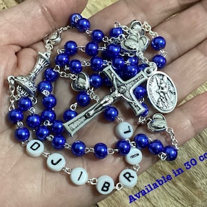 Personalized Blue Boy First Communion Rosary, Personalized Rosary, Rosary with name, Custom Rosary, Baptism Rosary, Confirmation Boy