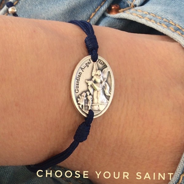 Guardian Angel Bracelet, Angel bracelet, St Michael, St Benedict, Protection jewelry, Catholic medals, Patron Saint jewelry, St Anne