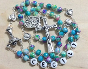 Personalized Boy Girl Rosary - Baptism Gift, First Communion, or Confirmation for a Male, Keepsake, All Ages, Rosary beads, Handmade rosary