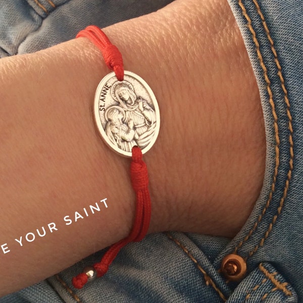 St Anne bracelet, Saint Anne medal, Pregnancy gift, Women saint, Labor gifts, Teacher gifts, St Anne medal, Patron Saint jewelry