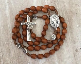 Miraculous medal wooden rosary, catholic rosary, men rosary, catholic gift for man, RCIA gifts