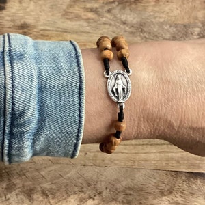 Handmade Rosary bracelet olive wood beads, chaplet rosary, Mens Women Catholic Rosary bracelets, Adjustable Custom Rosary Bracelet