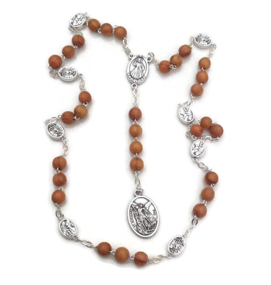 St Michael Chaplet Catholic Gift Jerusalem Olive Wood Etsy