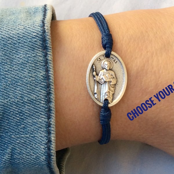 St Thomas Apostle Medal Bracelet - Catholic Gift - patron saint of judges and arhitects