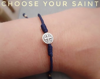 St Benedikt Armband lose oder einzeln | Handgemachte christliche Schmuck Geschenk für ihn, sie, Kinder | Wählen Sie die Farbe der Medaille und des Bandes