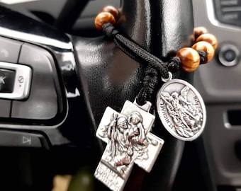 Catholic wooden car rosary, pastor travel gifts one decade auto rosary, car accessories, Us Army Gift, Catholic gifts, Pocket Rosary