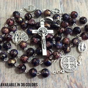 Handmade Traditional Catholic Rosary Prayer Beads St Benedict cross, Custom Rosary, Miraculous medal