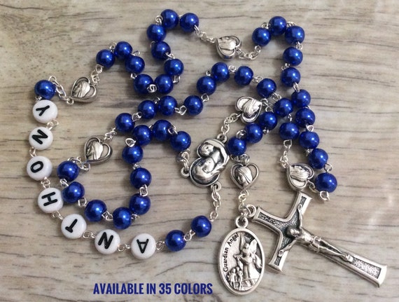 Personalized Blue Boy First Communion Rosary Personalized - Etsy