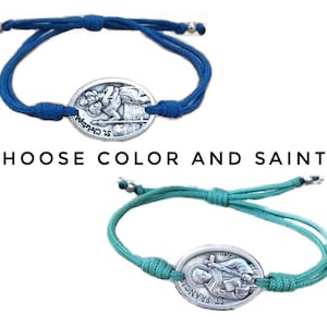 St Christopher Protection Bracelet, Catholic Bracelet, Christian Gift, Catholic Charms, Patron Saint, St Francis, St Michael, St Rita