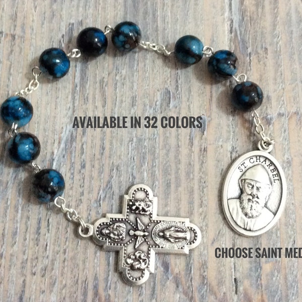 St Charbel Chaplet, Prayer Rosary Beads, Saint Charbel, Makhlouf, Custom Rosary, Nine bead chaplet, St Philomena, St Gerard, St Jude