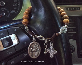 Steering Wheel Rosary. Protection on the Highway. Car Rosary. St Christopher. Pocket Rosary. Car Accesories. Archangel Michael