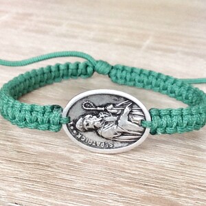 St Patrick Bracelet, Patron Saint of Ireland, St Patricks Day Gift, Good Luck Bracelet, Catholic Jewelry, Green Bracelet, Choose Your Saint