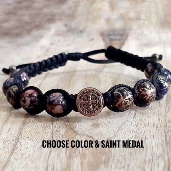 Catholic Wristband Unisex, Christian Jewelry Gift, Protection from evil bracelet, St Michael, St Benedict, St Joseph, Padre Pio, St Francis