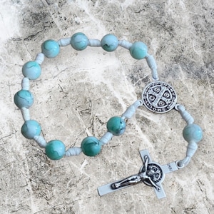 Single Decade Rosary with Saint Benedict crucifix, Pocket rosary, Rosary Men Women, Auto Rosary, Decade Rosary Favors, Mini Rosary