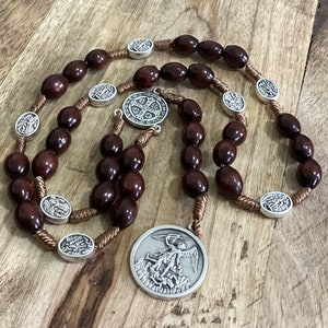 St Michael Chaplet / Saint Michael Rosary / Prayer beads / Wooden Rosary /  Patron of Military /  Police officer gift / Catholic Chaplets