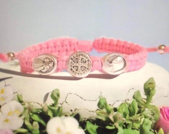 St benedict kids bracelet with virgin Mary and Divine Mercy medal, catholic bracelet for children, toddler bracelet, catholic baby bracelet