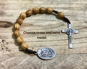 Olive Wood Pocket Rosary - One Decade Catholic Rosary - Lightweight and Durable Travel Rosaries - Pocket Rosary - Mini Rosary - Rosary Favor