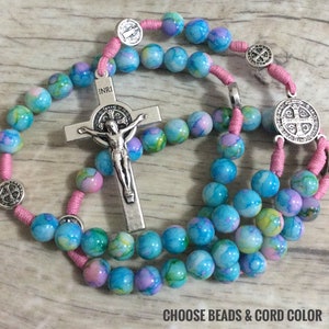 St Benedict  medal rosary, prayer beads, catholic rosary, rosary beads, st benedict cross, rcia gift, Custom rosary, Christmas rosary