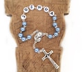 Personalized rosary, Rosary with name, Baby blue - Baptism, First Communion boy, Mini rosary for boy, Rosary favors, Communion favors, product logo