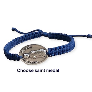 Infant Of Prague Adjustable Macrame Bracelet, Patron Saint Medal Bracelet, Catholic Bracelet, Saint Bracelet, St Christopher, St Michael