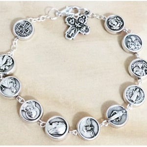 Allerheiligen Rosenkranz Armband katholisch Geschenk Männer Frauen religiöse Schmuck Schutzpatron Medaillen Charms Evil Schutz Gebet Armbänder