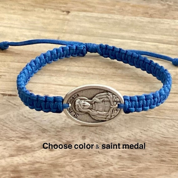St Philomena Medal Charm Adjustable Bracelet, Patron Saint of