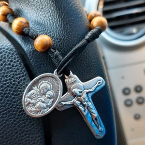 Catholic wooden car rosary, pastor travel gifts one decade auto rosary, car accessories, Catholic gifts, Pocket Rosary