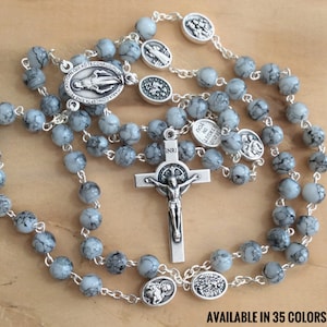 Brigittine Carmelite Catholic Rosary Beads - Brigittine Crown Chaplet - Carmelite Rosary St Benedict & Miraculous Medal Six Decade Rosary