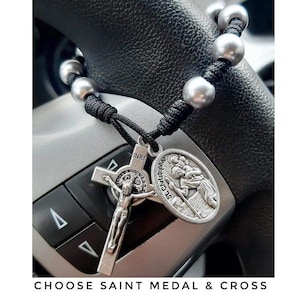 Catholic Car Rosary, Pastor Travel Gifts One Decade Auto Rosary, car accessories, Miraculous medal, Catholic gifts, Pocket Rosary, St Joseph