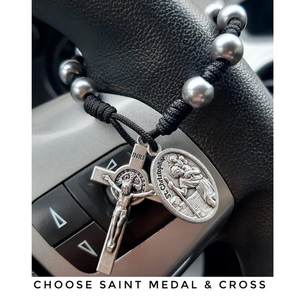 Catholic Car Rosary, Pastor Travel Gifts One Decade Auto Rosary, car accessories, Miraculous medal, Catholic gifts, Pocket Rosary, St Joseph