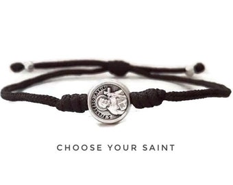 St Francis bracelet, Saint Charm Bracelet, Catholic Gifts For Adults and Kids, Adjustable Simple Cord, Tiny Bracelet, All Saints Bracelet