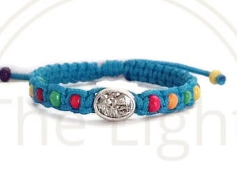Guardian angel bracelet, angel bracelet, macrame kid bracelet,catholic kids bracelet, guardian angel gift, baby baptism gift, baby girl gift