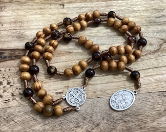 St Joseph Wood Bead Rosary, Chaplet of St Joseph, Saint of Fathers & Families, Handmade wooden rosary, Catholic Chaplet, Holy Family