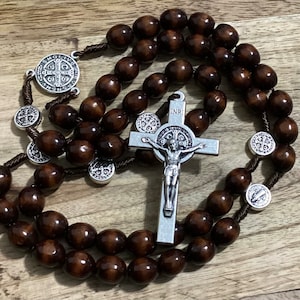 St Benedict Wooden Rosary, Catholic Men Rosary, Catholic Blue Rosary, Mens Rosary, Rosary for man, Prayer Beads, RCIA Gifts