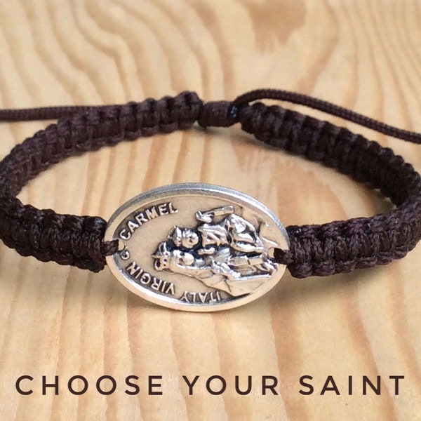 Scapular medal bracelet, Our Lady of Mount Carmel, Scapular medal, Saint bracelet, Catholic bracelet Adjustable, Sacred heart of Jesus