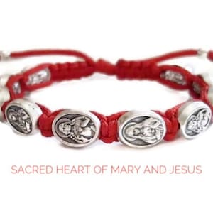 Sacred heart of Jesus/Sacred heart of Mary bracelet, saints bracelet, catholic bracelet, christian bracelet , catholic gift