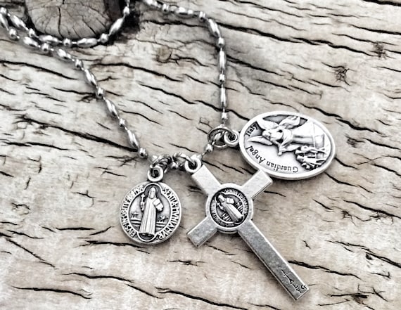 Stainless Steel Saint George Medallion Pendant Necklace Male Catholic  Talisman Protection Viking Jewelry Christian Choker | Fruugo AU