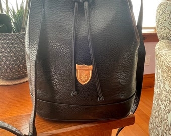 Mark Cross Black Pebbled Leather Bucket Bag