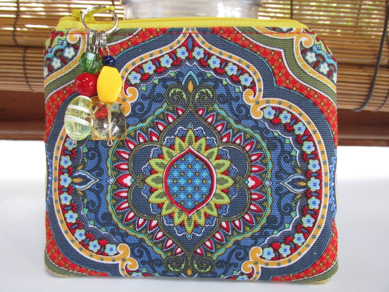 Coin Purse Small Flat Red Middle Eastern Style Zipper Pouch