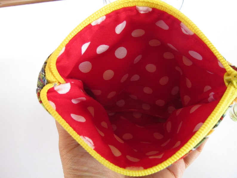 Coin Purse Small Flat Red Middle Eastern Style Zipper Pouch