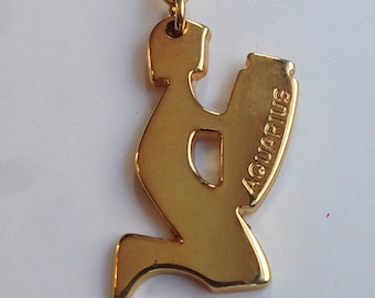 Aquarius Gold Plated Key Ring