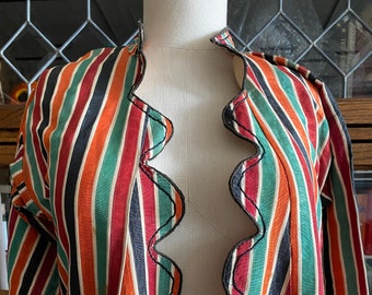 Hand Stitched Antique Striped Theater Costume Robe Coat