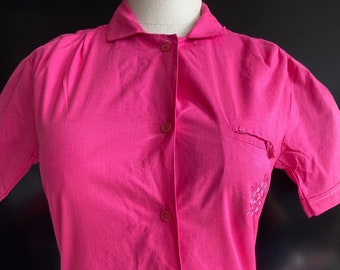Hot Pink Size Small Cotton Summer Blouse
