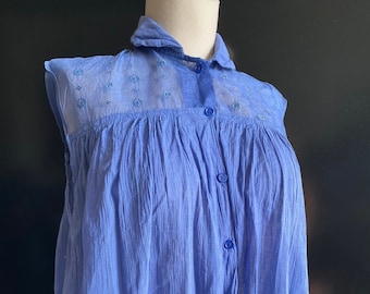 Denim Blue Lightweight Cotton Summer Blouse