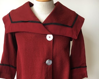 Victorian Red Swing Coat with MOP Buttons