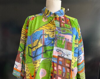 Vintage 90's Psychedelic Shirt Xlarge Multicolor Pop Art